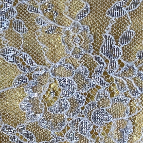 Anthropologie Vintage Erin Featherstone  Satin Lace Yellow Shift Dress 6 - Picture 9 of 9